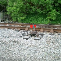 Switch removed after derailment.