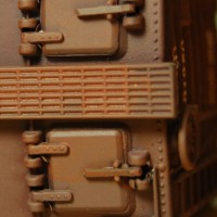 Athern Reefer Hatch Latches repaired using sprues from Tichy stirrup steps