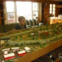 Carter watching N scale trains