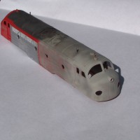 N scale Kato Nohab diesel stripping with Badger mini sandblaster