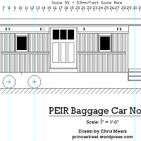 Prince Edward island caboose plan scaled to 55n3 in photoshop