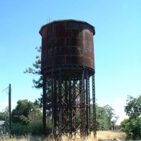 Steel Water Tower along the UP main in Elmira, CA (2002)