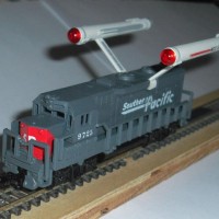 What do you get if you cross a High Speed GP35 with parts from a mini Start Ship? a Warp Drive Locomotive. SP9725/NCC1701