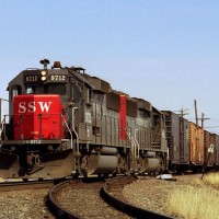 SSW 9712 lead a SP run-through train in Galesburg IL.