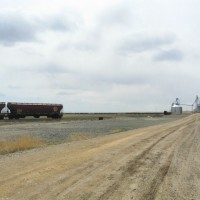 Hoppers staged at Carter, MT at grain loader
