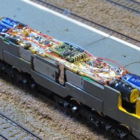 Opened N-Scale Roco BR-150 with Power Pack