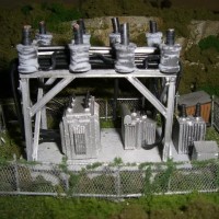 A power substation I scratch built from whatever.  Almost looks convincing doesn't it?