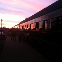 Sunset plays on the varnish at the Railway Museum, Bowling Green, KY