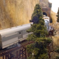 The CA Zephyr, coming out of the High Sierra tunnel and crossing trestle