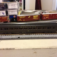 At the train show this weekend, I found a couple of old heavyweight passenger cars to use with my Model Power 4-4-0. This one is an old Arnold model.