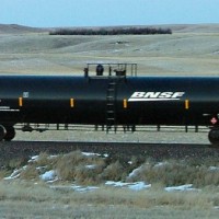 A BNSF swoosh tanker fresh from the paint shop