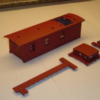 027 NP caboose painted.