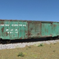 weathered penn central boxcar