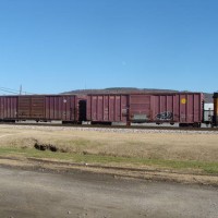 A&M boxcars, KCS yard, Heavener, OK