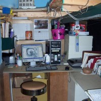 Work areas in the Train Room, computer desk