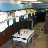 Work areas in the Train Room, work table, refreshments