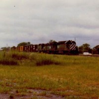 EB BN freight approaching Afton, OK, early 1980s