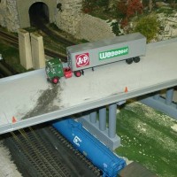 Truck on bridge