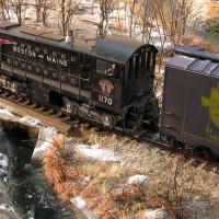 Boston and Maine S1 crossing the drain - with a D and H boxcar :-)