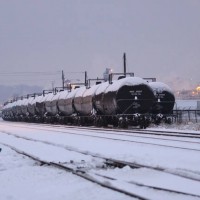 Snowy tank cars at sunset, 1-29-09