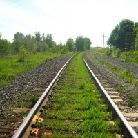 Canadian National green track - track level looking west