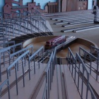 A Closeup View Of the Turntable, Stall Flex Tracks and Roundhouse Structure