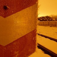 Ice fog and hoarfrost in the middle of the Montana night