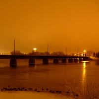 Ice fog and hoarfrost in the middle of the Montana night
