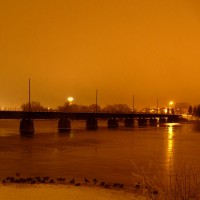 Ice fog and hoarfrost in the middle of the Montana night