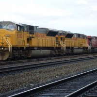 UP 8282 Leads an Empty Grainer