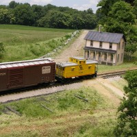 Westbound at the farm road.