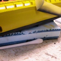 Painting the Sill on Chessie Yellow Hoppers