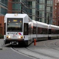 Hudson Bergen Light Rail leaving Essex St. Station Jersey City, NJ
