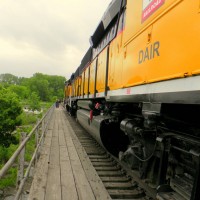 Big and yellow and on the bridge