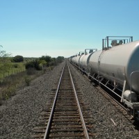 Passing a tank train.
