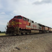 BNSF westbound unit military train, West Republic, MO 6-12-15