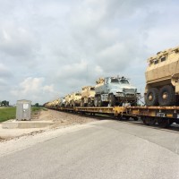 BNSF westbound unit military train, West Republic, MO 6-12-15