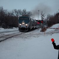 Amtrak Empire Builder leaving Minot