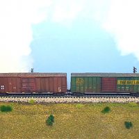 Group of 4 weathered ASAB box cars