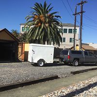 Trailer being put back into shed