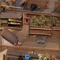 Lighted pigeon coop on rooftop