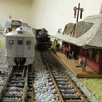 Atearn Buddliner stops at scratch built Lisbon station