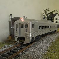 Athearn Buddliner passes Lisbon switch tower.
