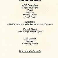 Breakfast menue