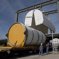 Shuttle RSRM (Reusable Solid Rocket Motor) on railcar - Promontory Utah