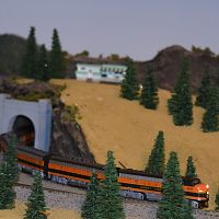 Quartet of F7s pulling the Empire Builder in the Columbia River Gorge.