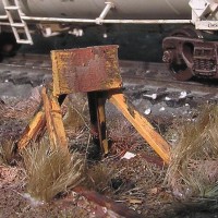 Track bumper made from rail, matchstick and wood