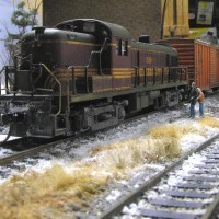 Snow at last. Atlas RS3 and Roundhouse boxcar.
