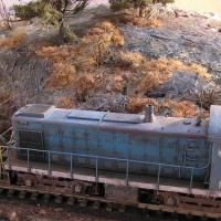 P2K S3 pushing a Vermont Rail boxcar through the new cutting.