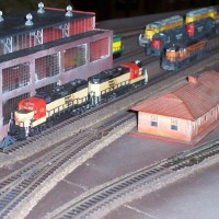 Engines are serviced and repaired at the Oregon Western Lines' maintenance shop at Ochoco Junction. A limited number of spare locomotives or those awaiting dispatching can be stored here on the track next to the engine shop.